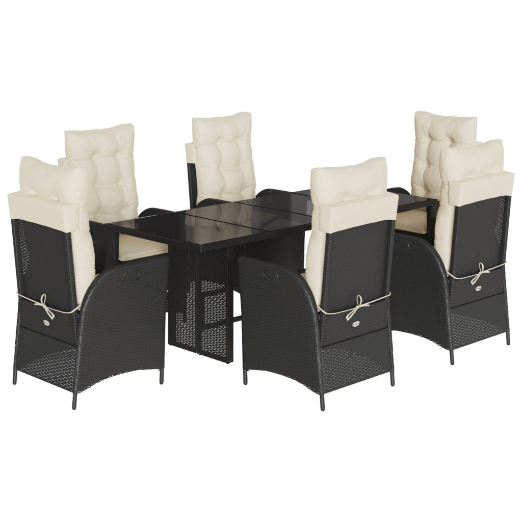 Garden Dining Set Black, Cream White