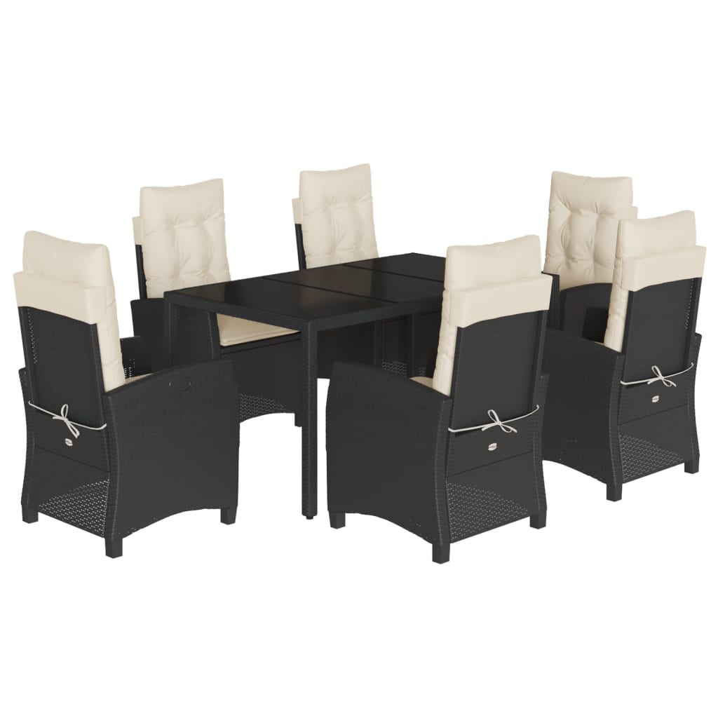 Garden Dining Set Black, Cream White