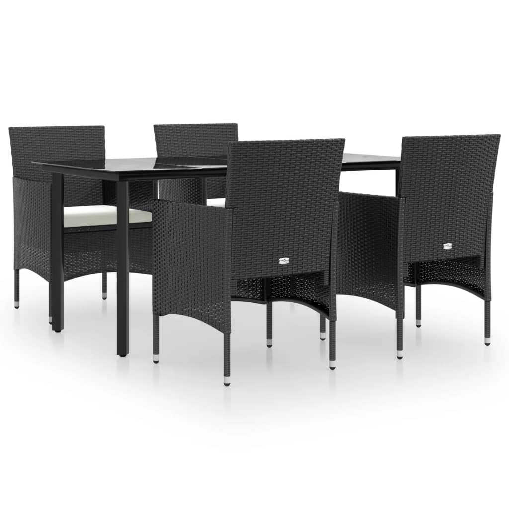 Garden Dining Set Black, Cream white