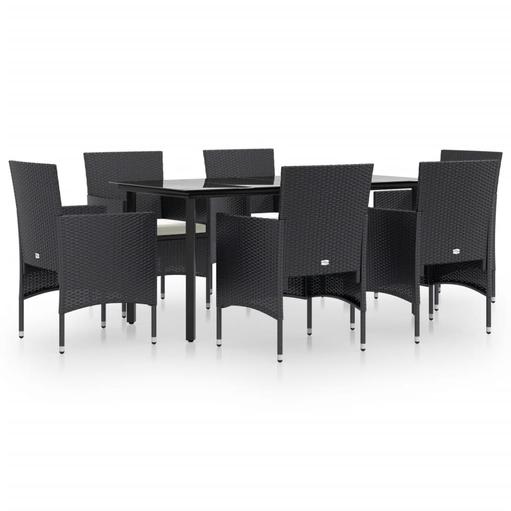 Garden Dining Set Black, Cream White