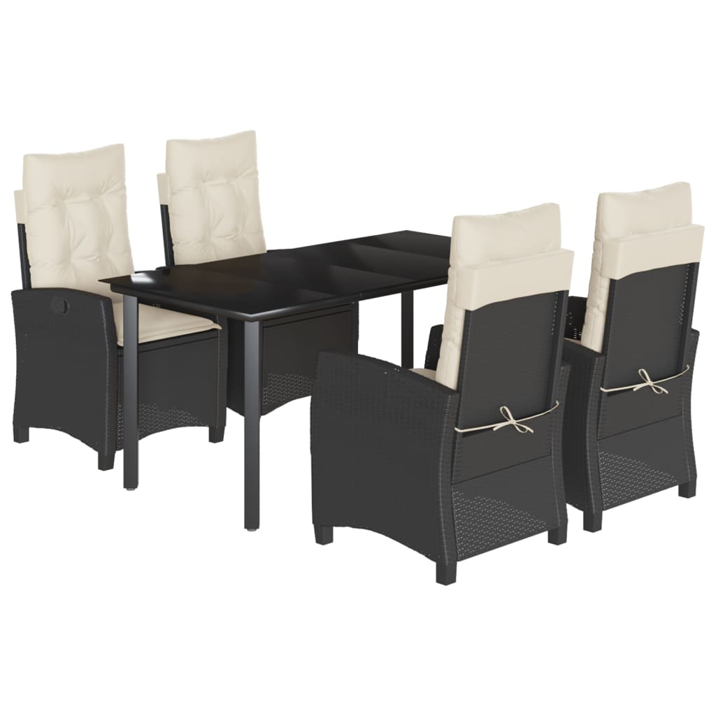 Garden Dining Set Black, Cream White