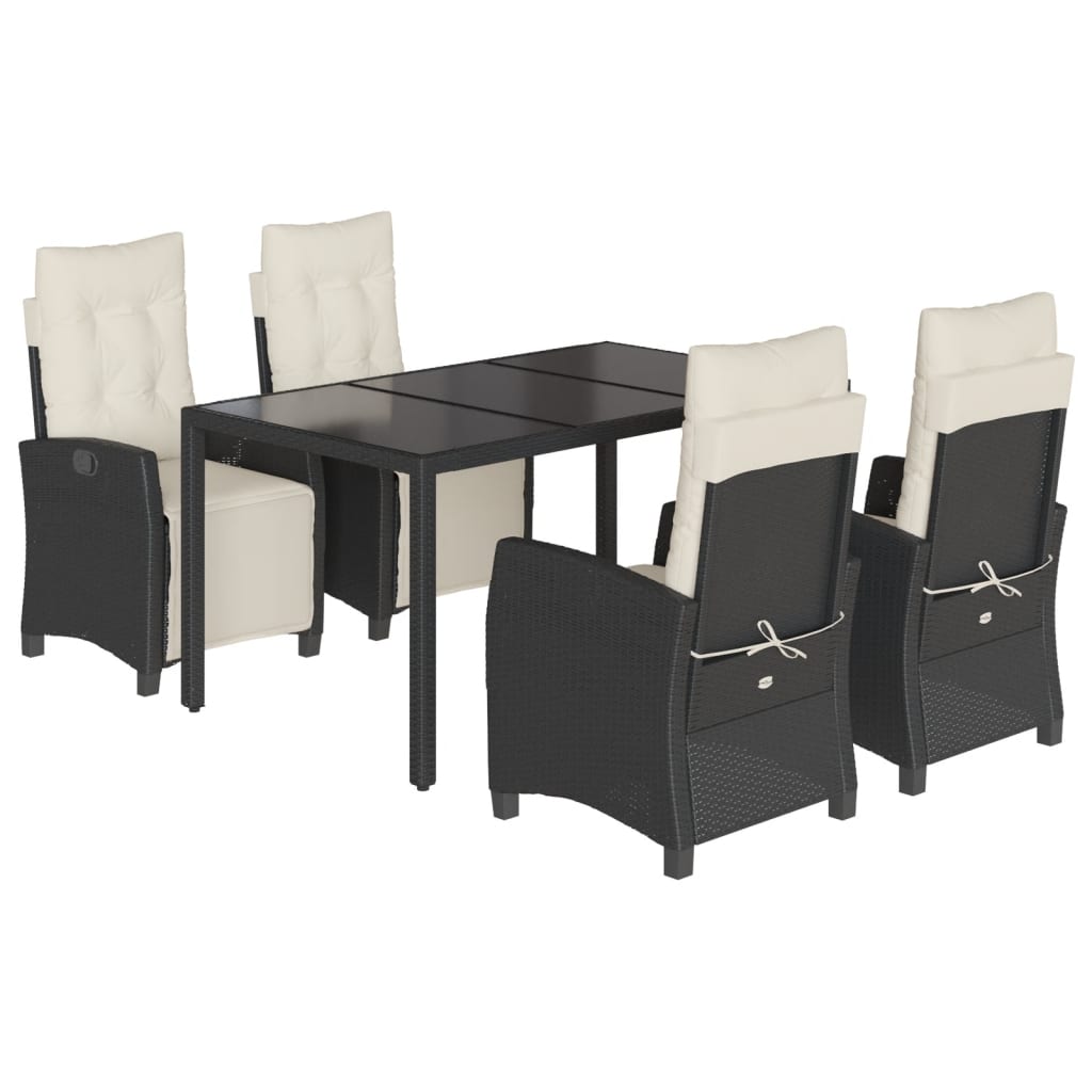 Garden Dining Set Black, Cream White