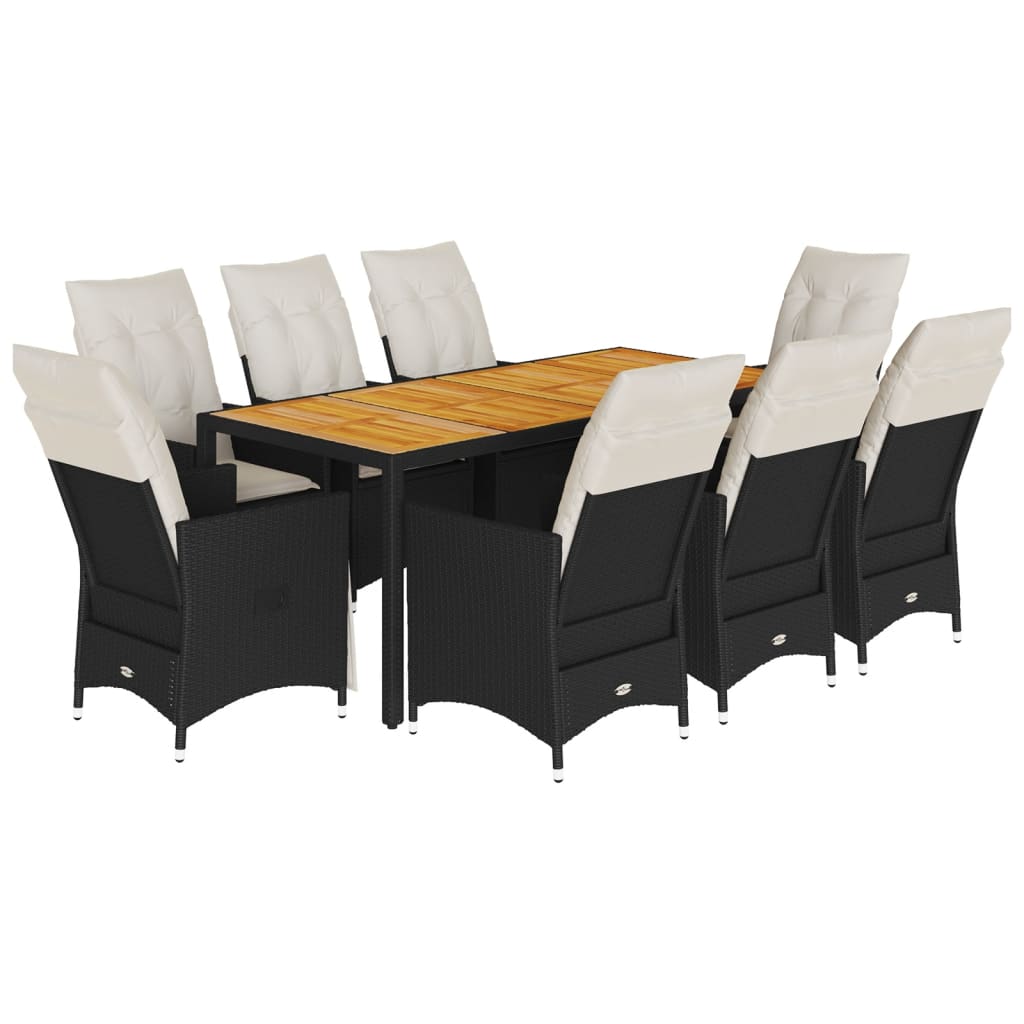 Garden Dining Set Black, Cream White