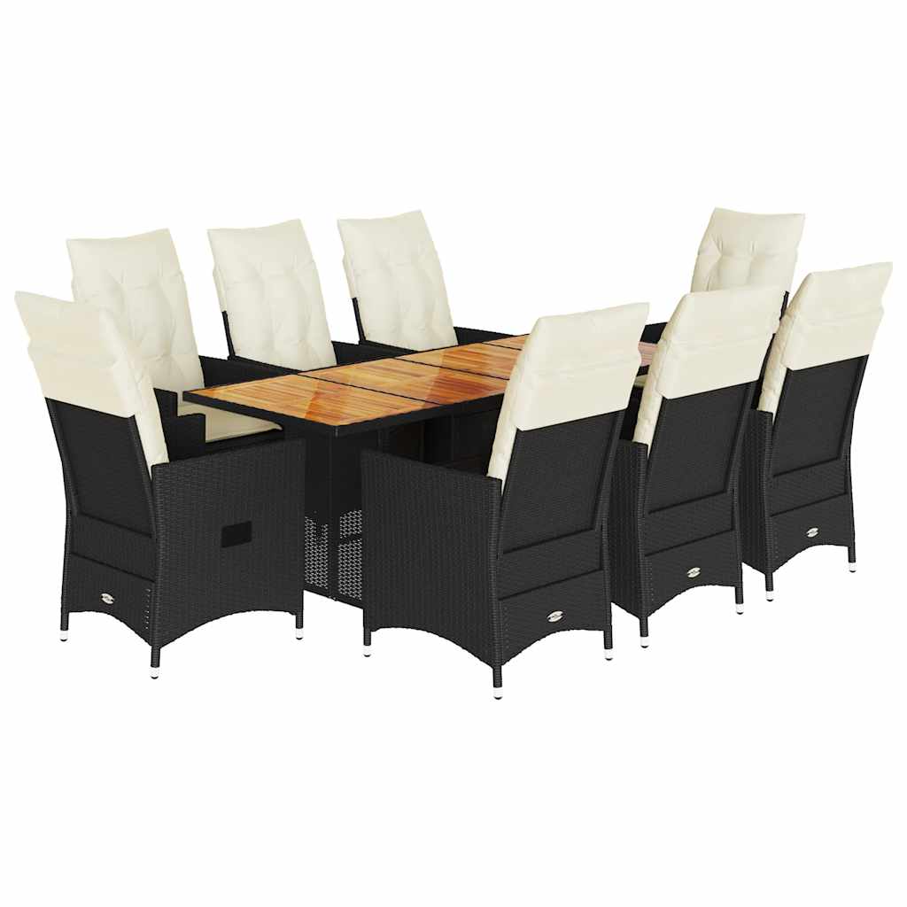 Garden Dining Set Black, Cream White