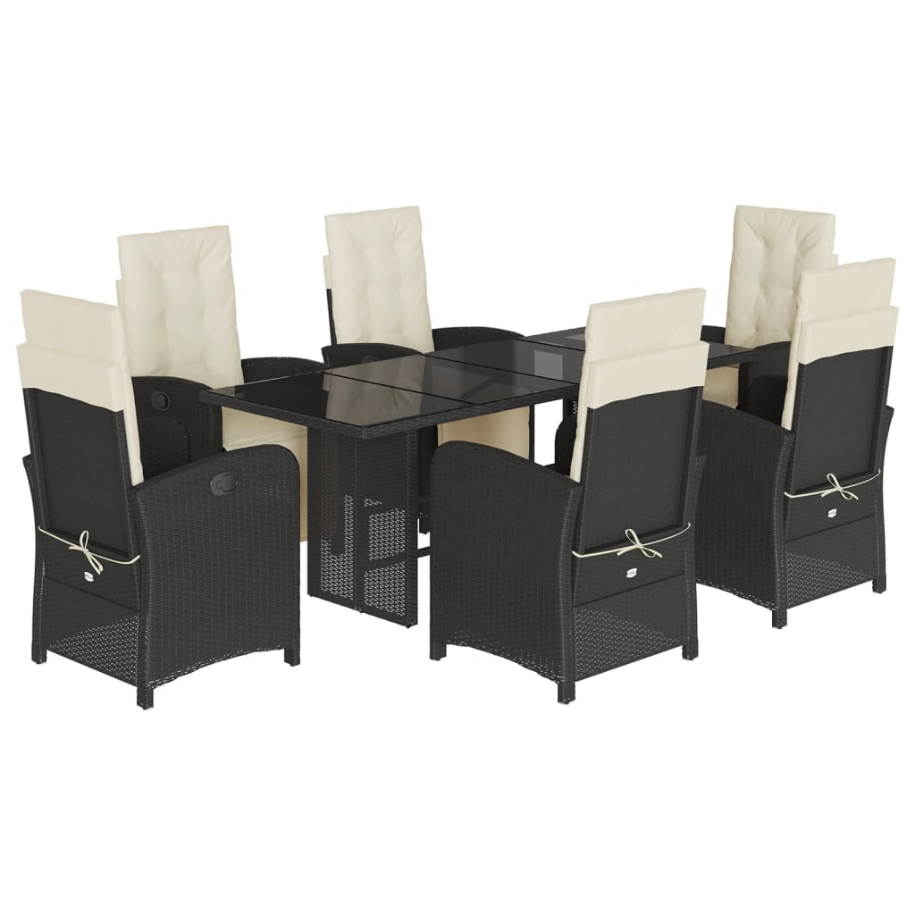 Garden Dining Set Black, Cream White