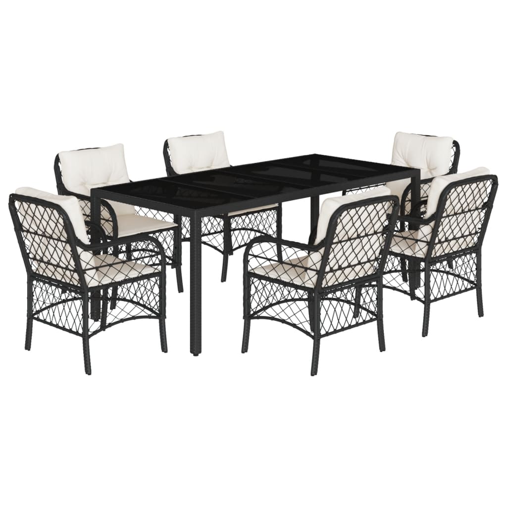 Garden Dining Set Black, Cream White