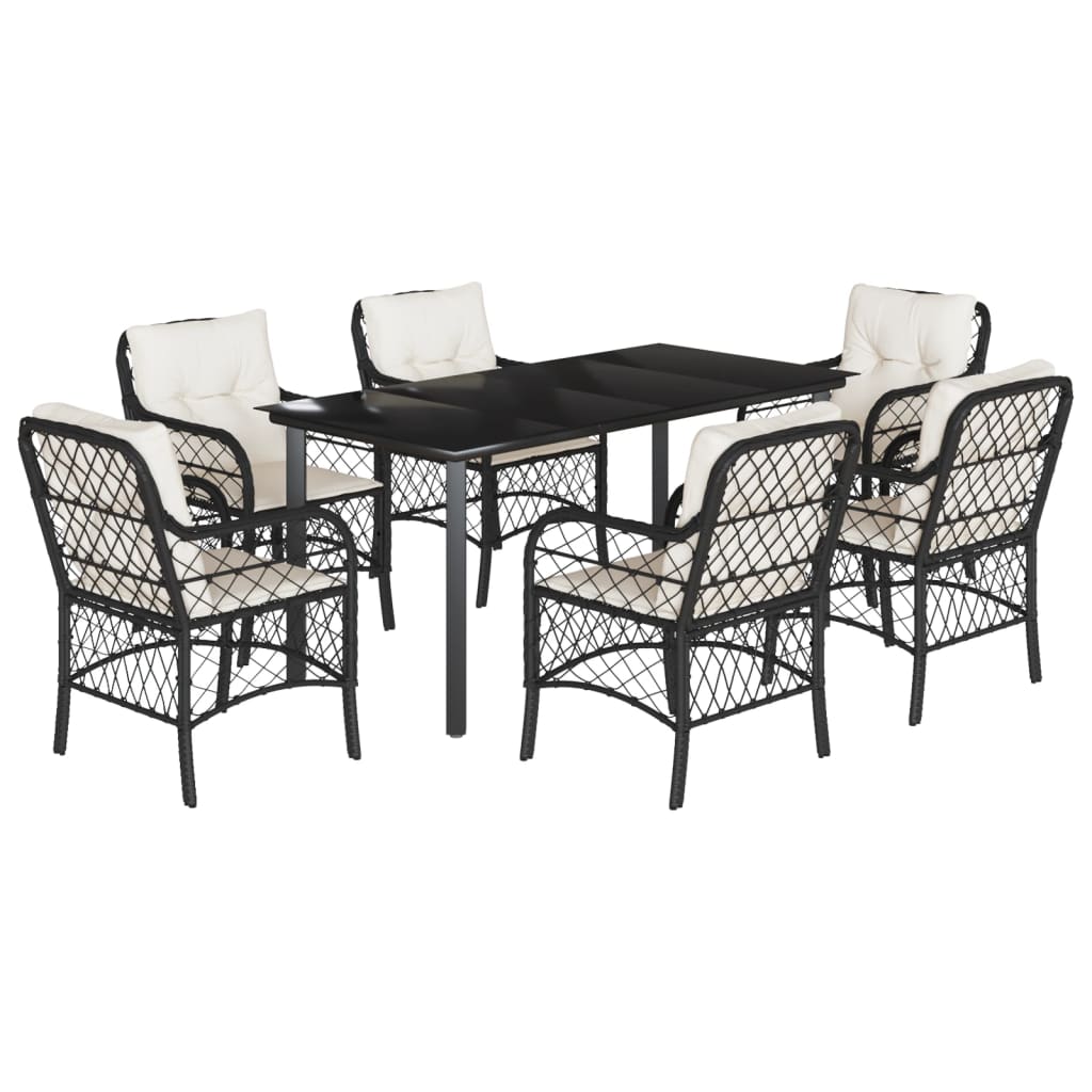 Garden Dining Set Black, Cream white