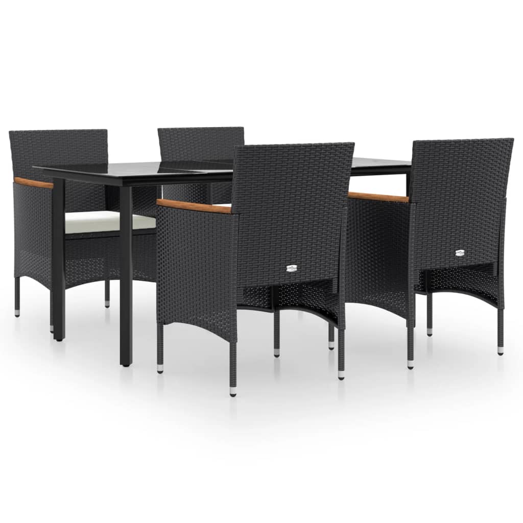 Garden Dining Set Black, Cream White