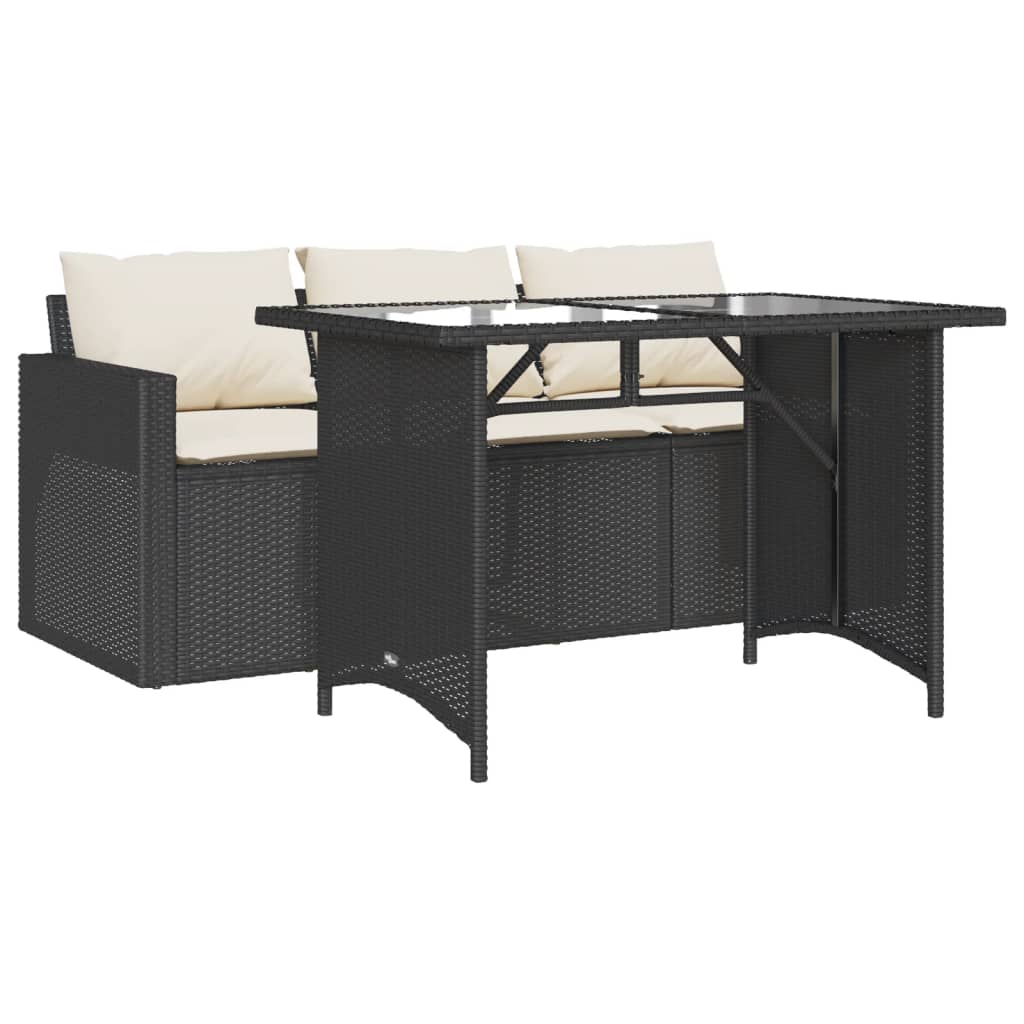 Garden Dining Set Black, Cream White
