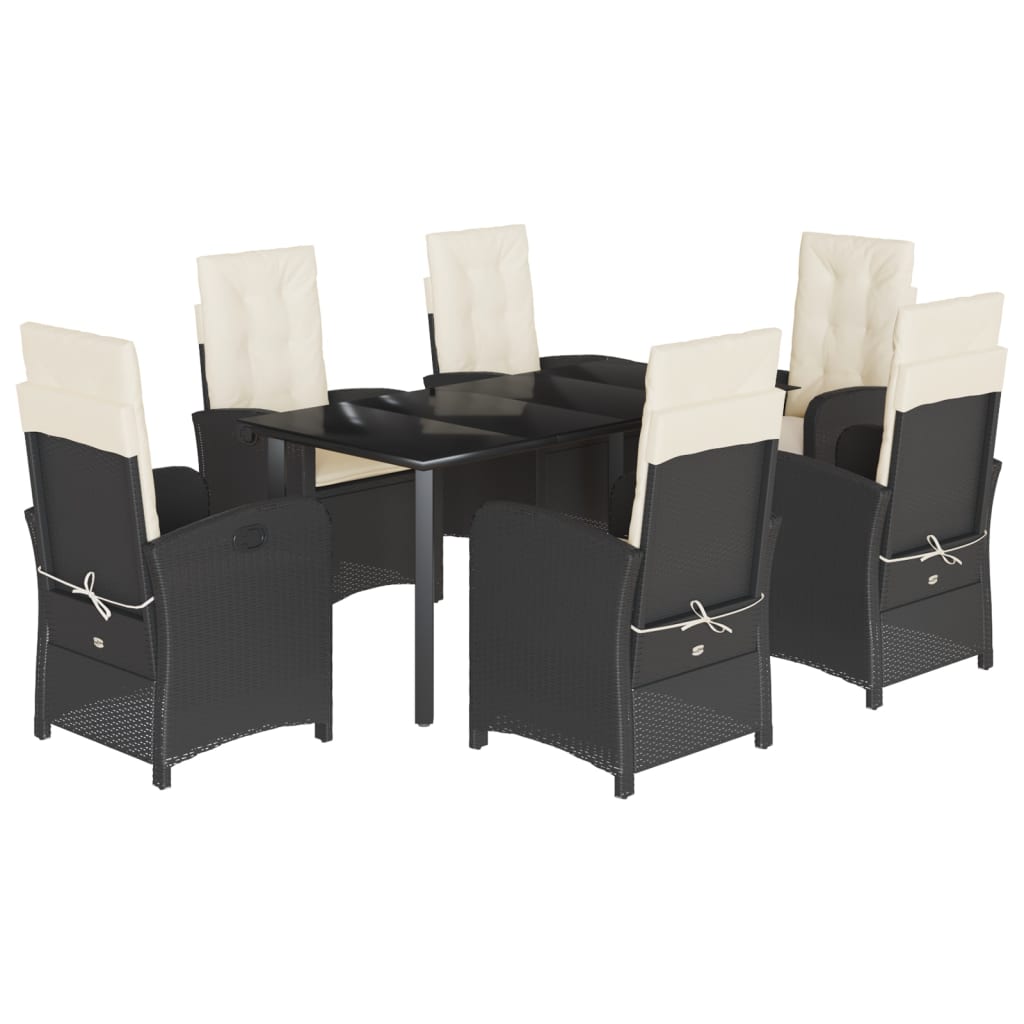 Garden Dining Set Black, Cream White