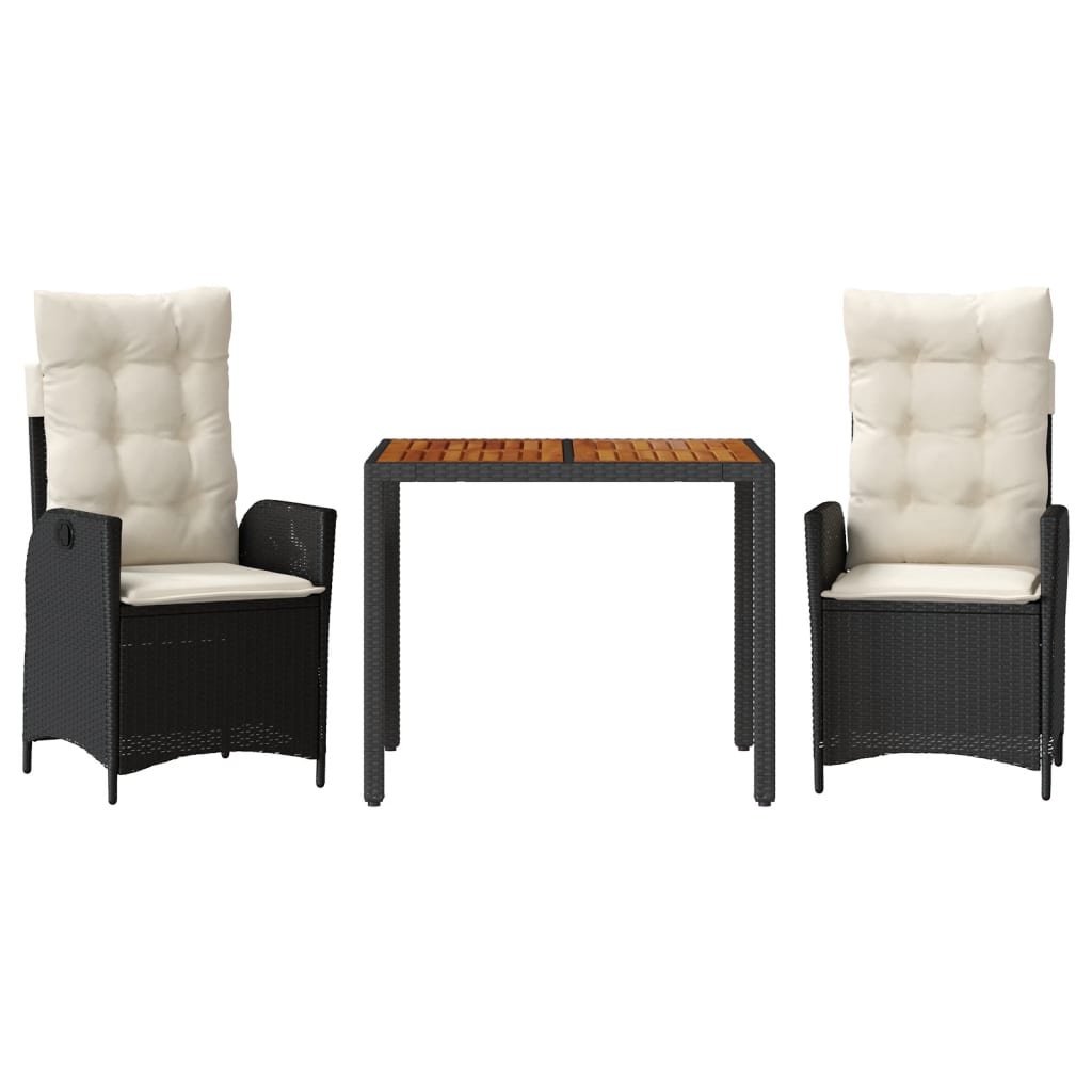 Garden Dining Set Black, Cream White