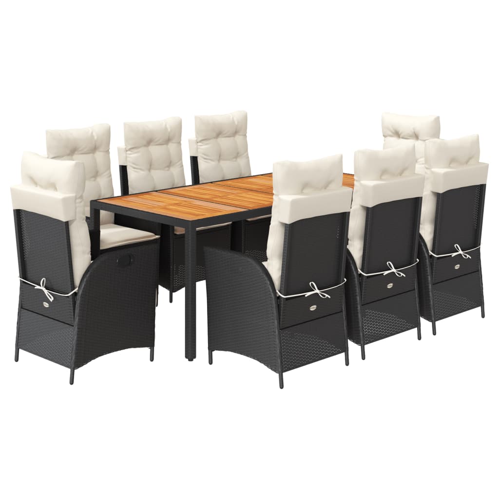 Garden Dining Set Black, Cream White
