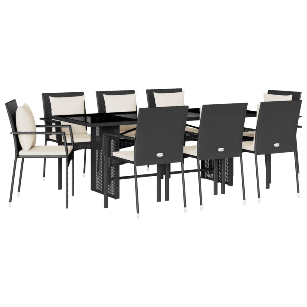 Garden Dining Set Black, Cream White