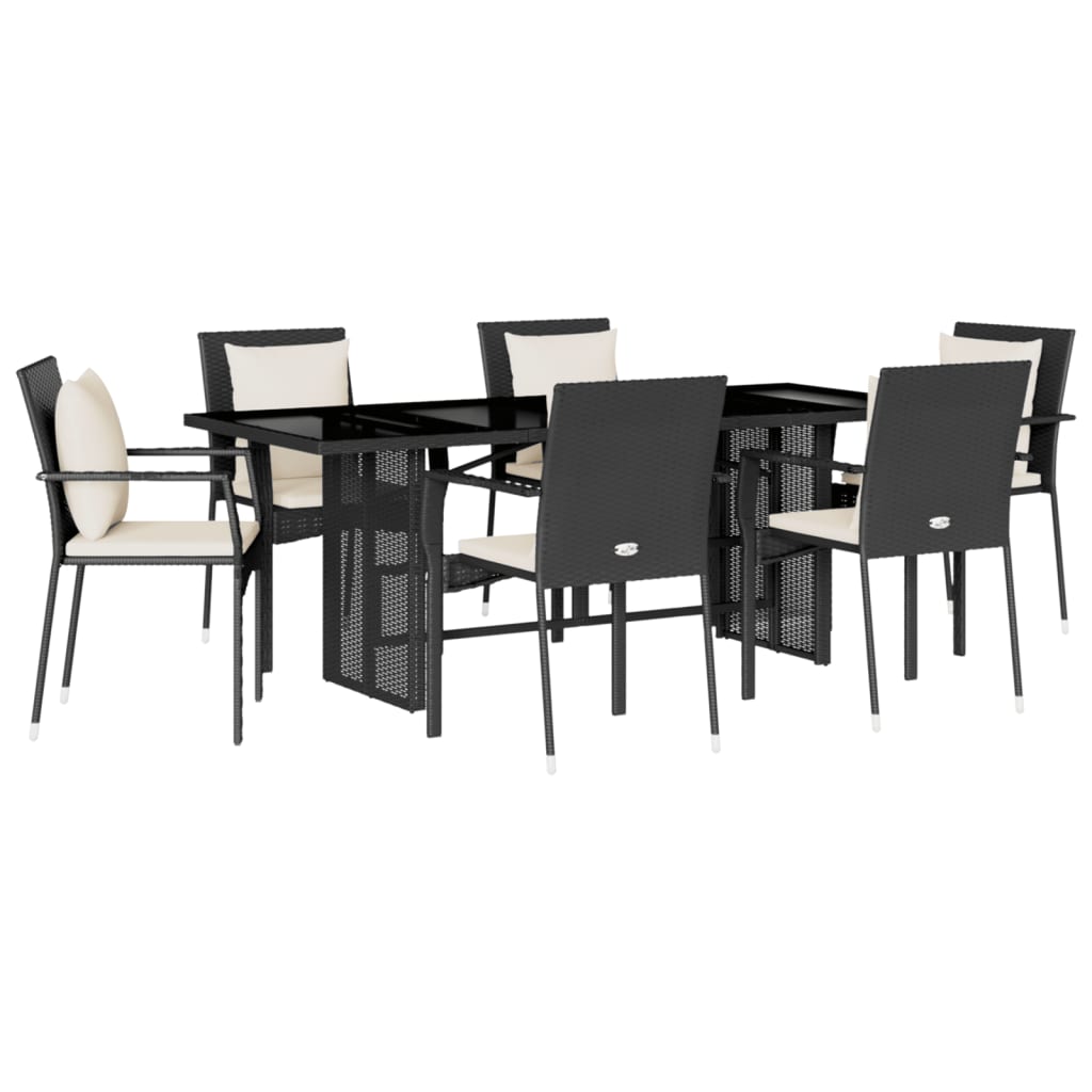 Garden Dining Set Black, Cream White