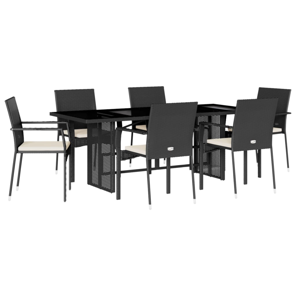 Garden Dining Set Black, Cream White