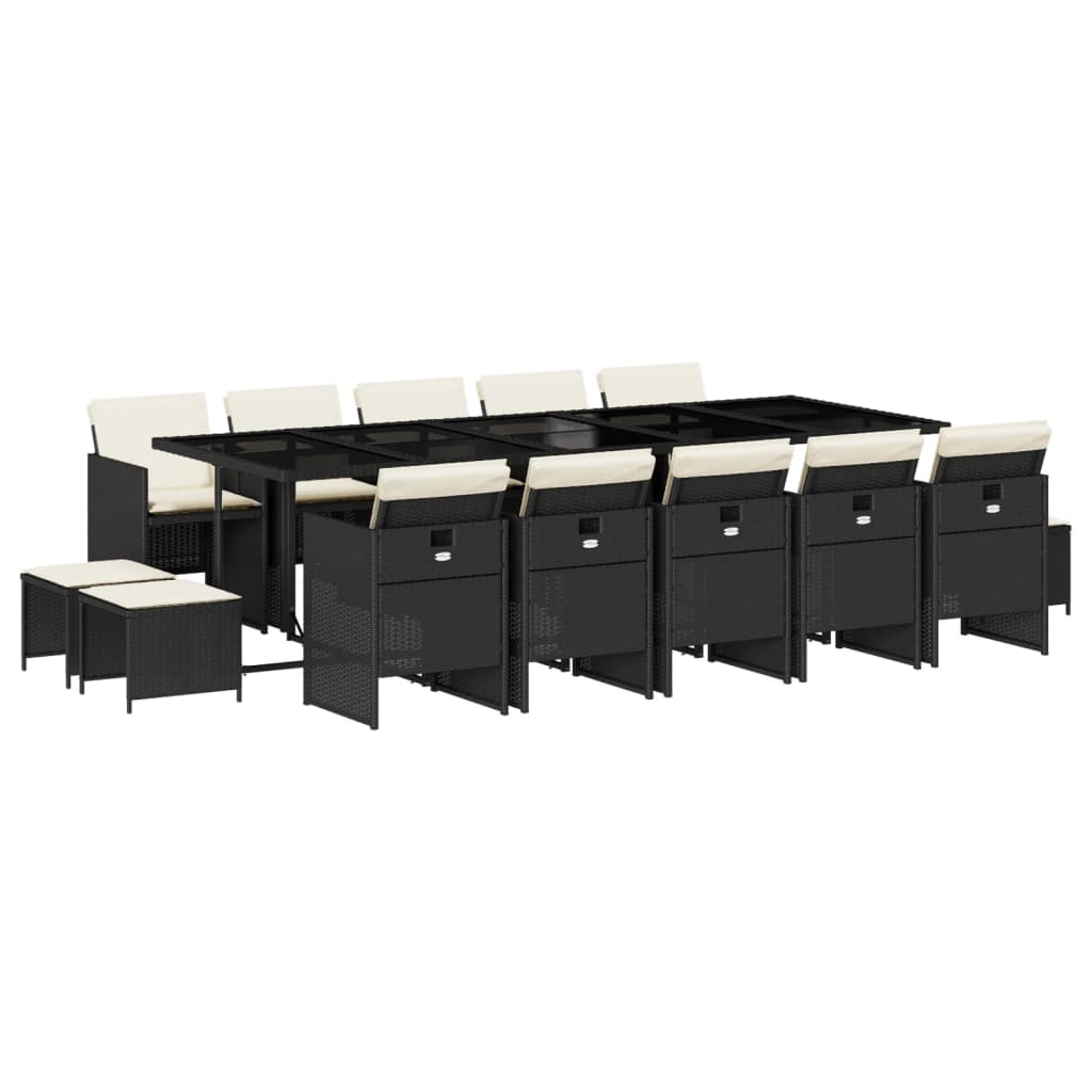 Garden Dining Set Black, Cream White