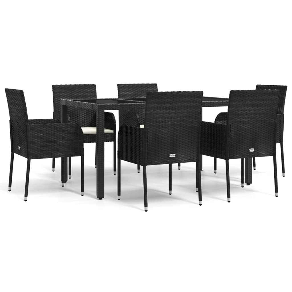 Garden Dining Set Black, Cream white