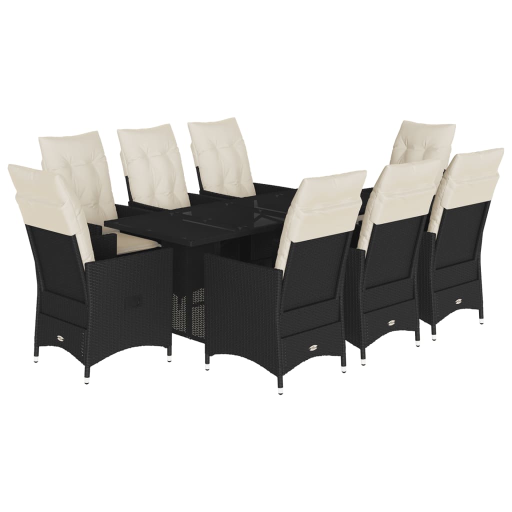 Garden Dining Set Black, Cream White