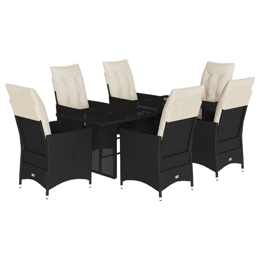 Garden Dining Set Black, Cream White