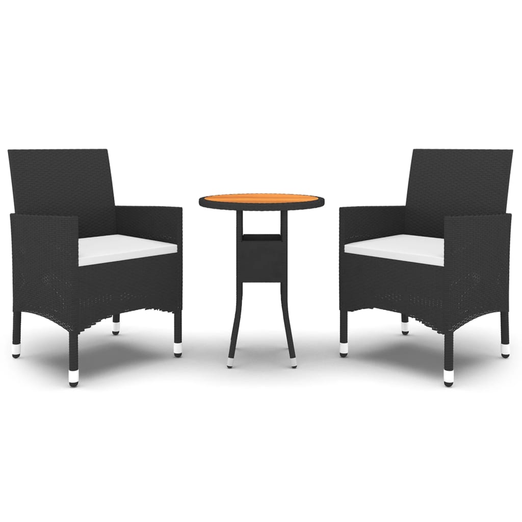 Garden Dining Set Black, Cream White