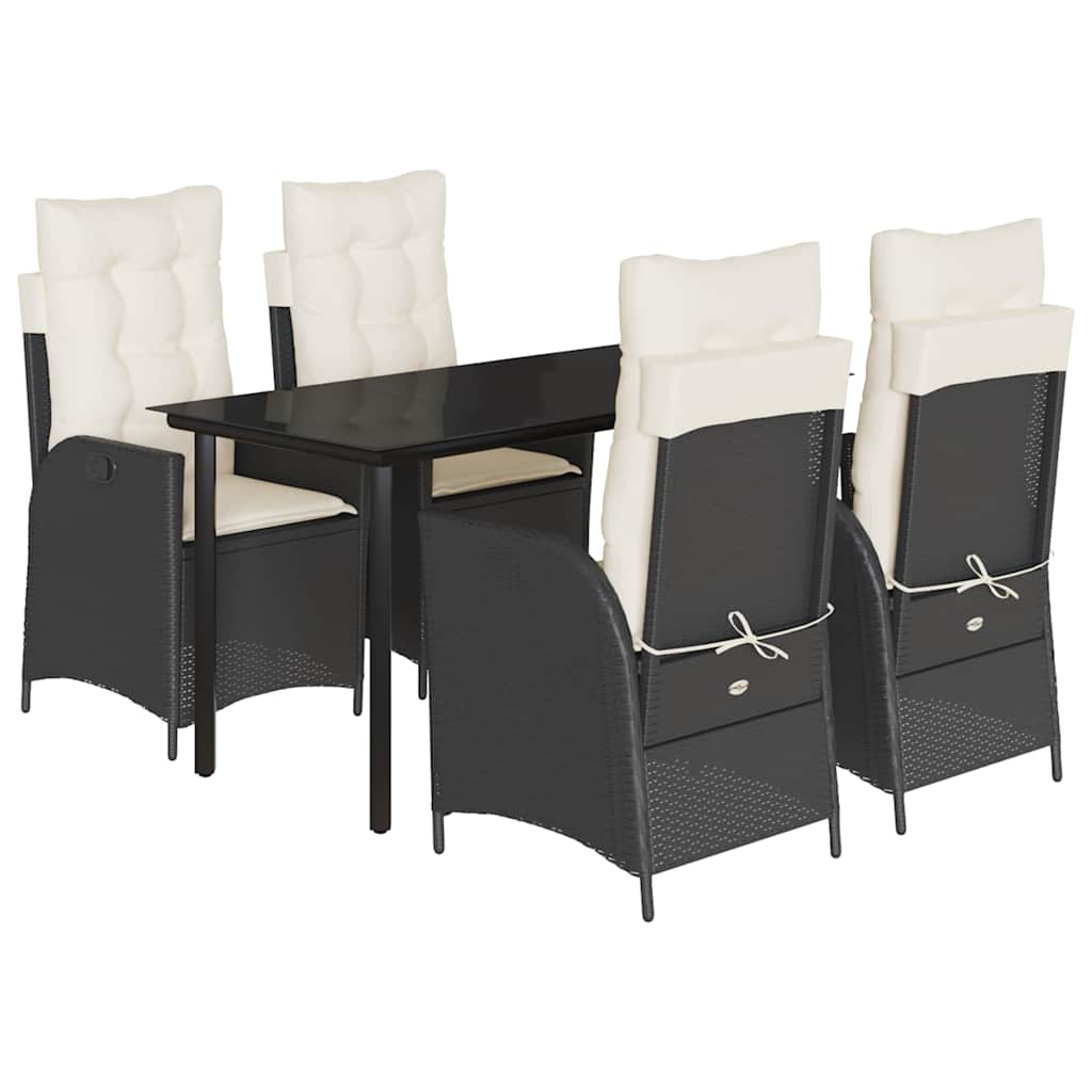 Garden Dining Set Black, Cream White