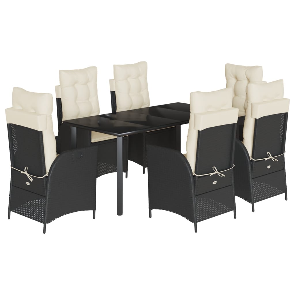 Garden Dining Set Black, Cream White