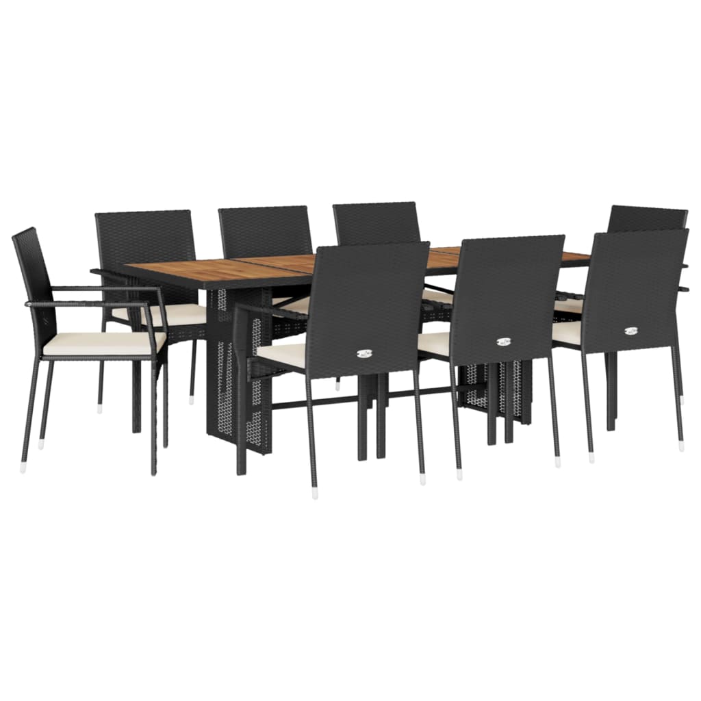 Garden Dining Set Black, Cream White