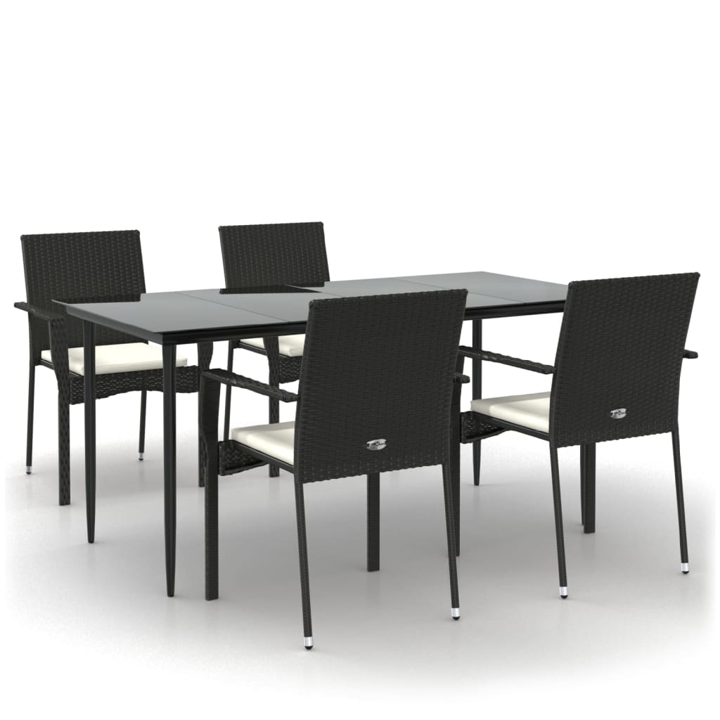 Garden Dining Set Black, Cream White