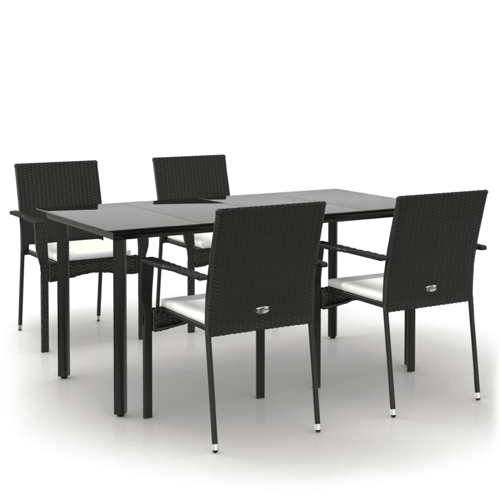 Garden Dining Set Black, Cream White