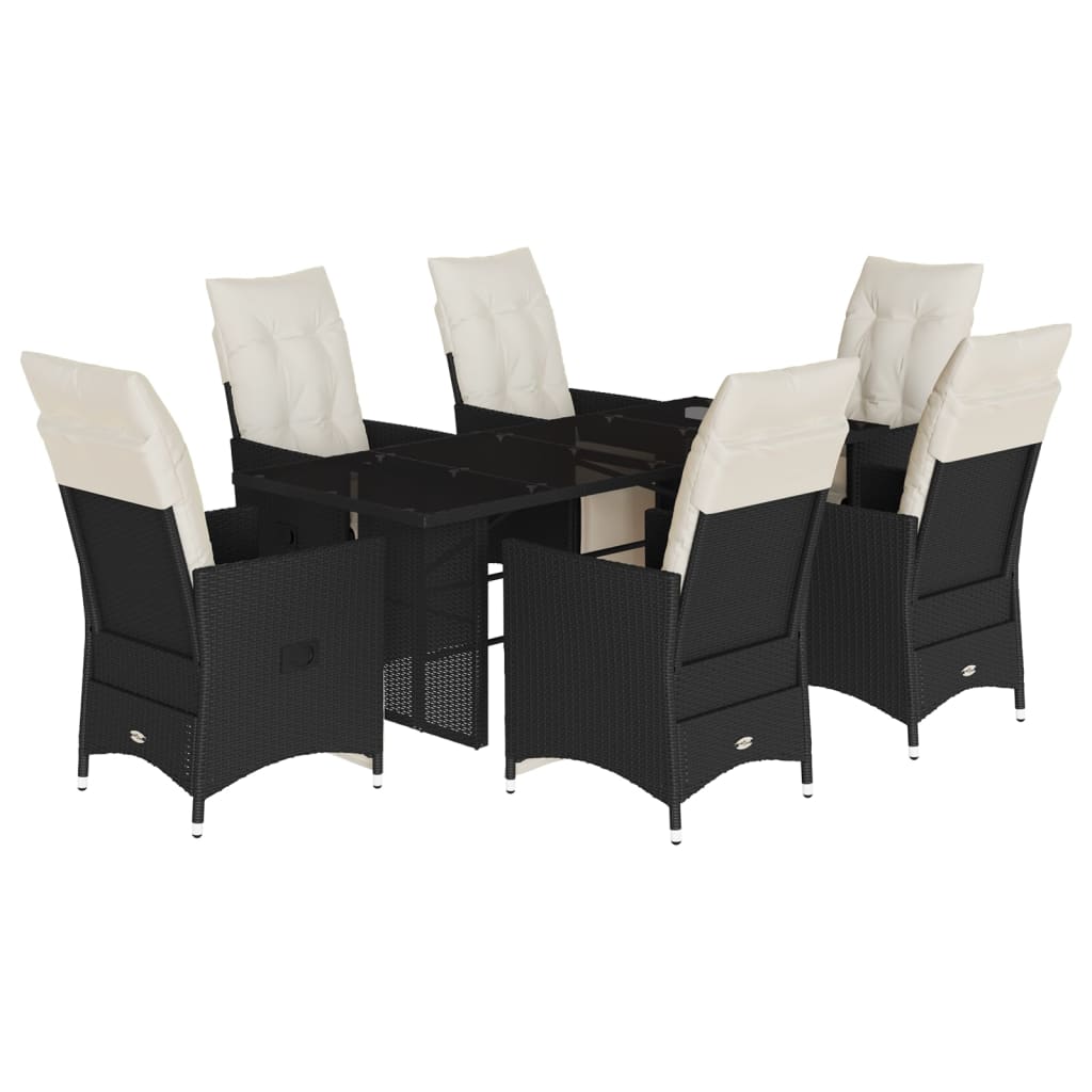 Garden Dining Set Black, Cream White