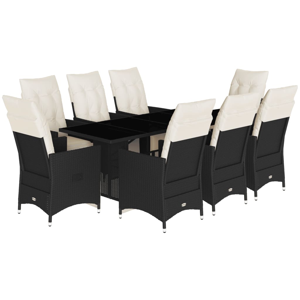 Garden Dining Set Black, Cream White