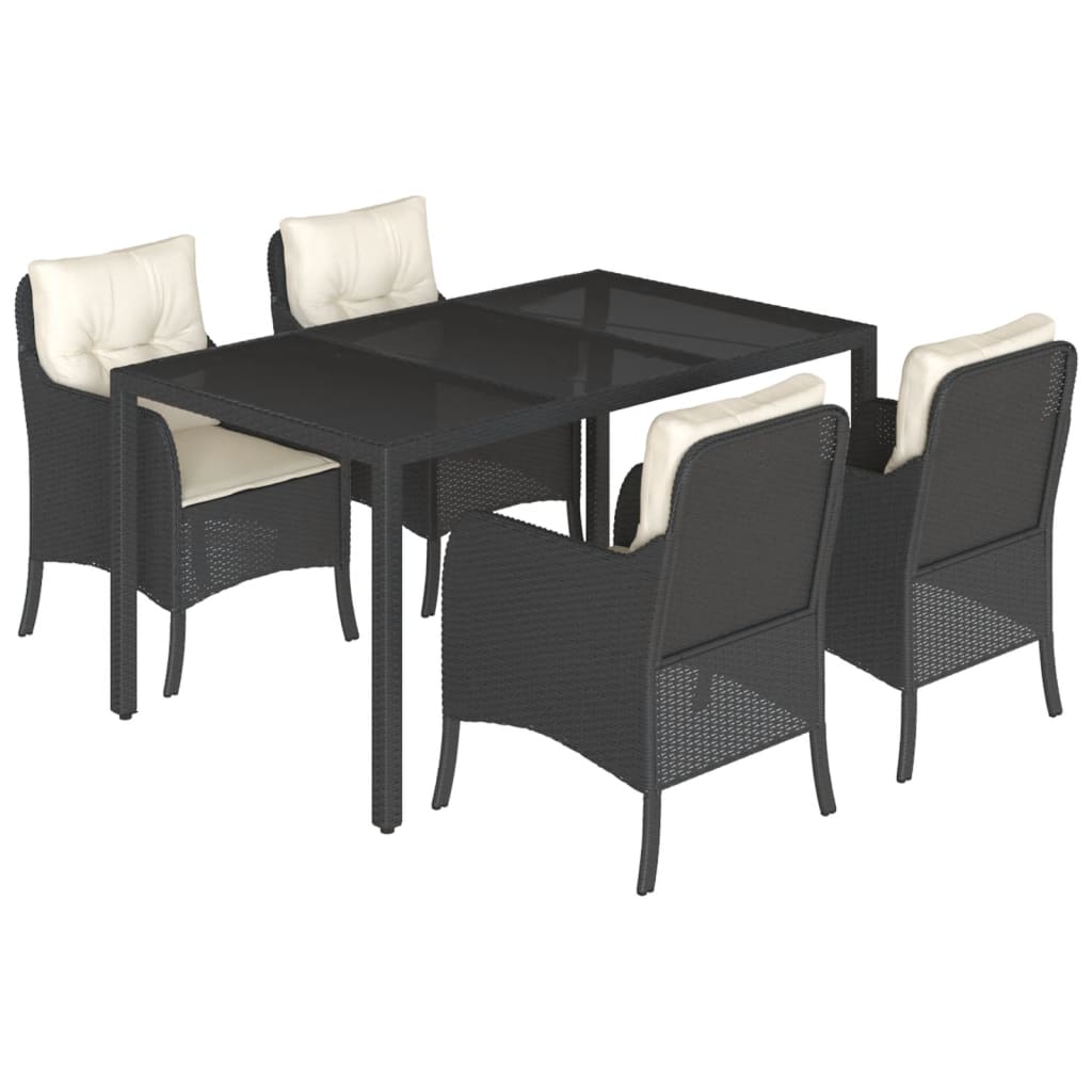 Garden Dining Set Black, Cream white