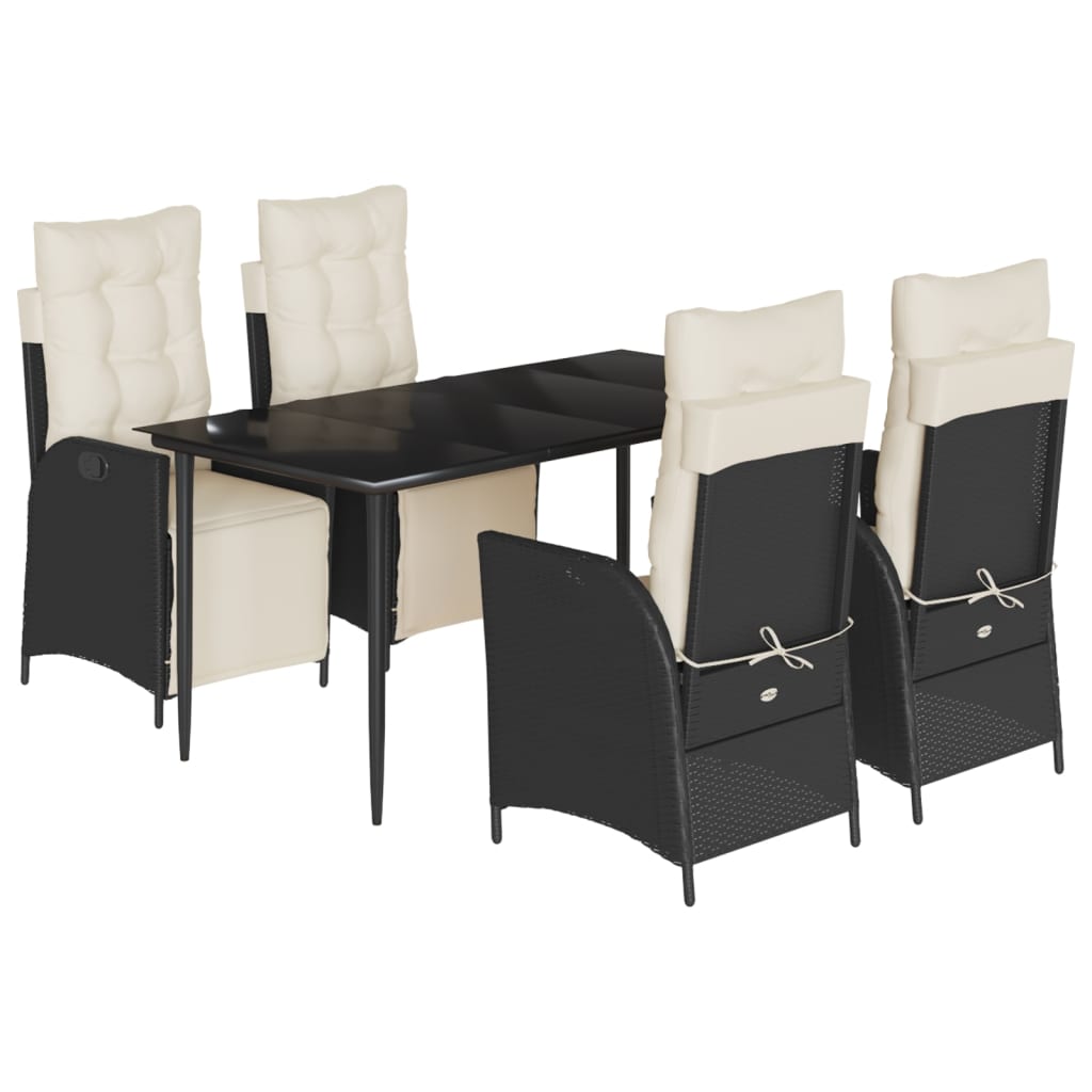 Garden Dining Set Black, Cream White