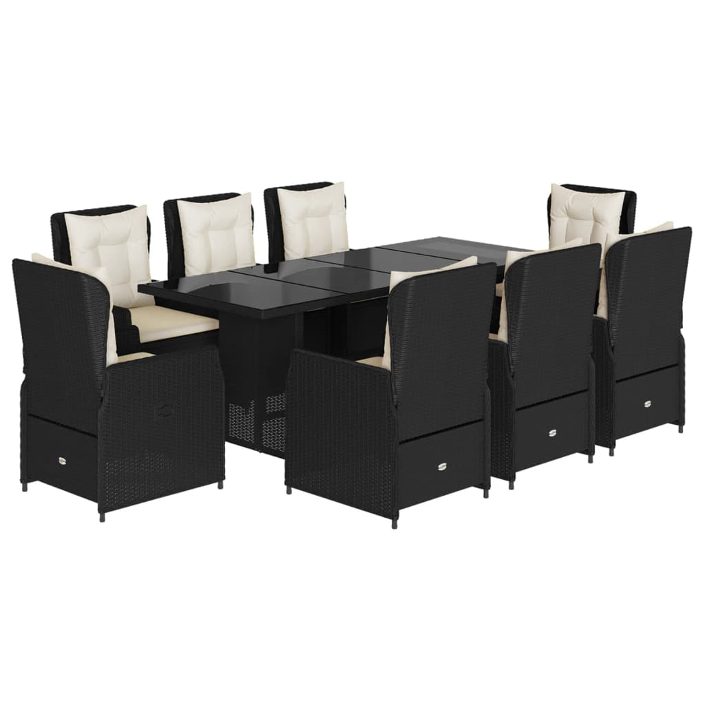 Garden Dining Set Black, Cream White