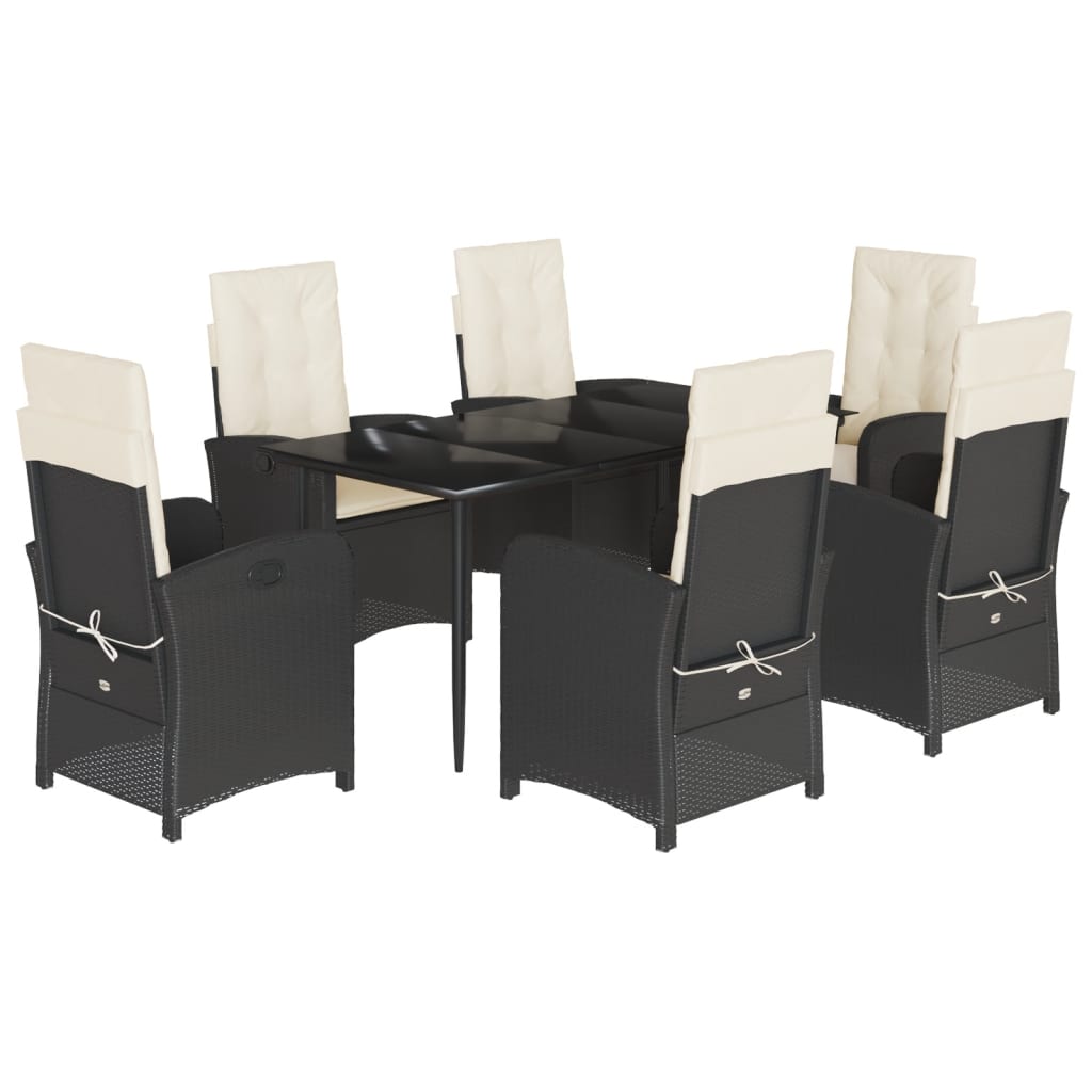 Garden Dining Set Black, Cream White