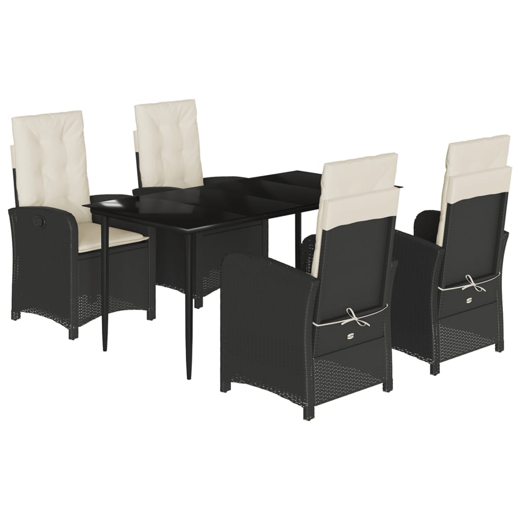 Garden Dining Set Black, Cream white