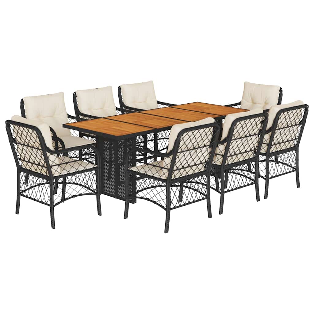 Garden Dining Set Black, Cream White