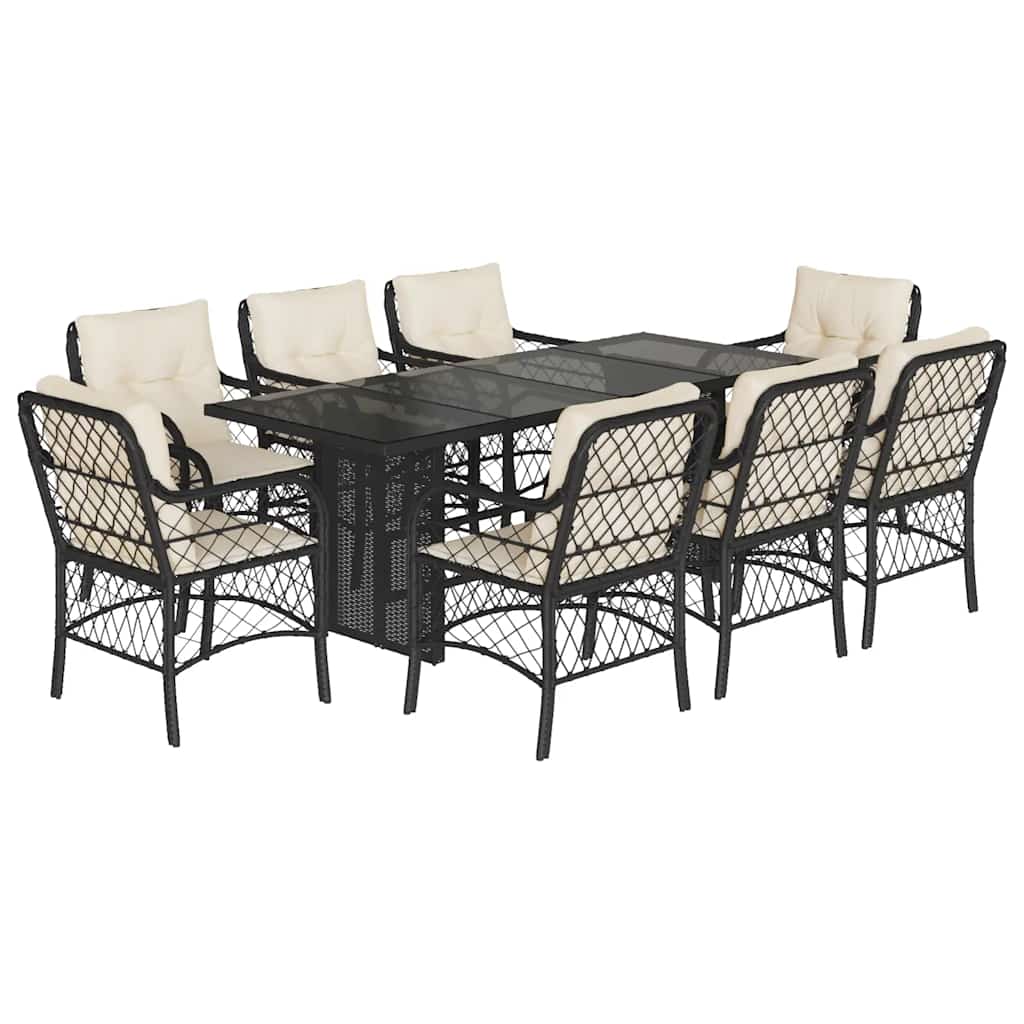 Garden Dining Set Black, Cream White