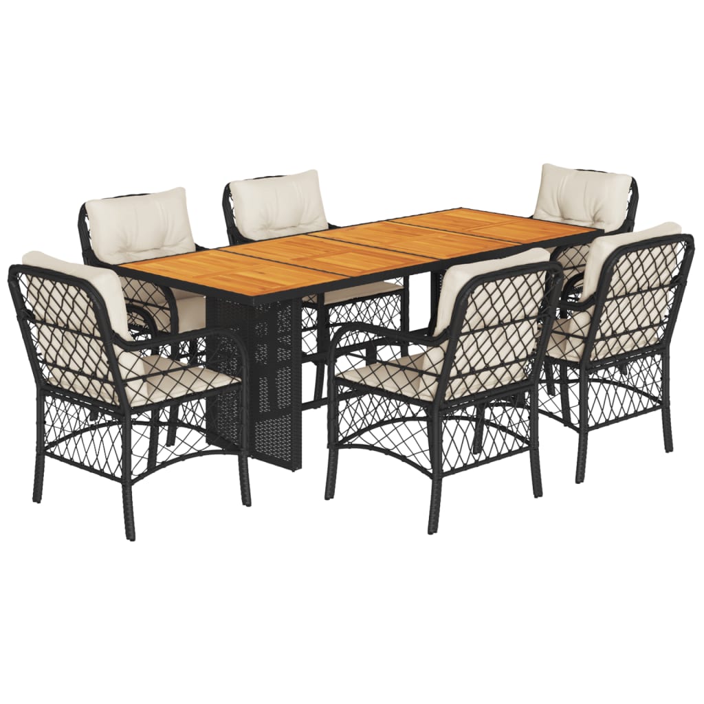 Garden Dining Set Black, Cream White
