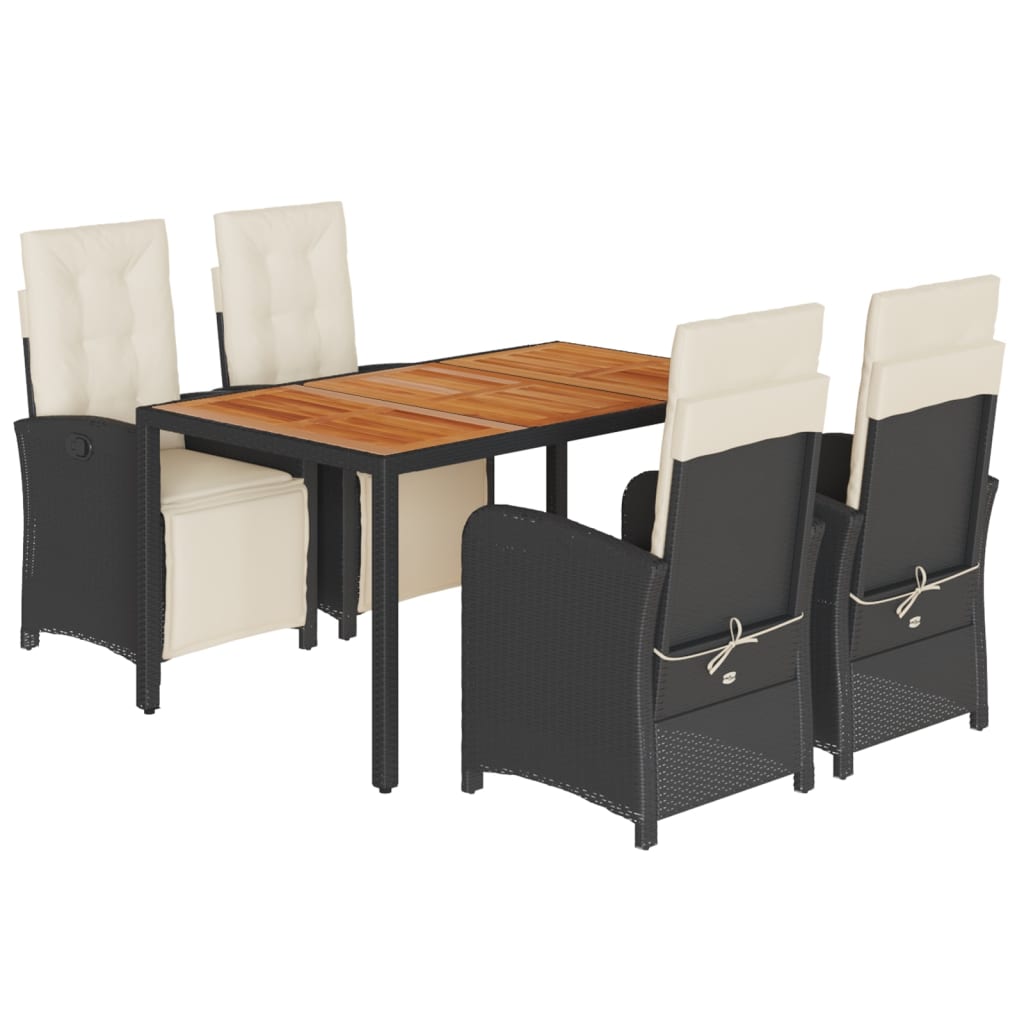 Garden Dining Set Black, Cream White
