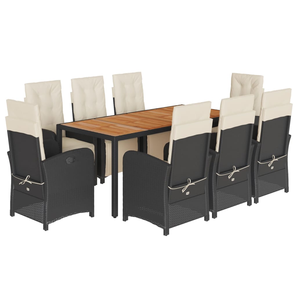 Garden Dining Set Black, Cream White