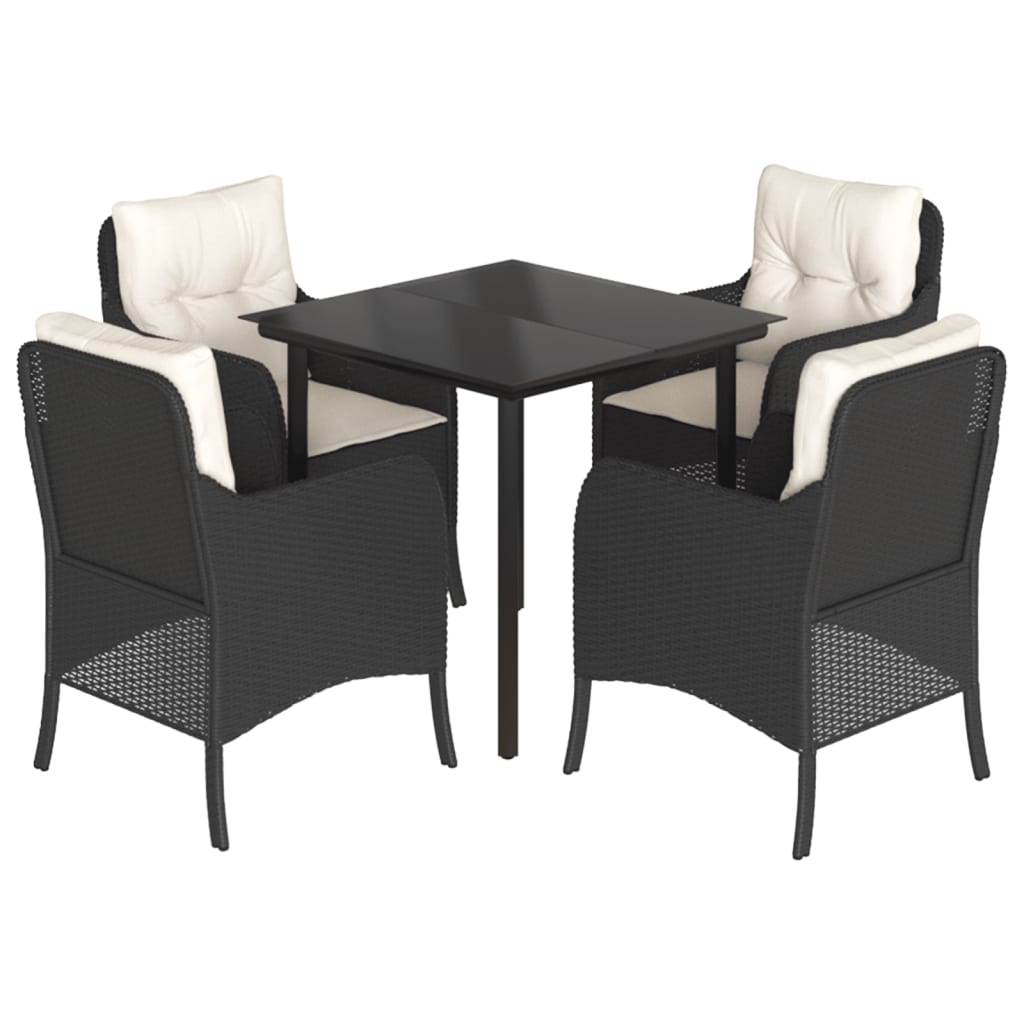 Garden Dining Set Black, Cream White