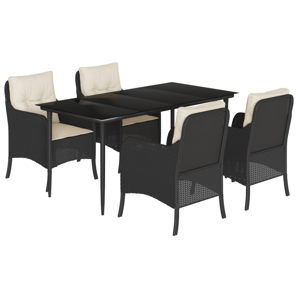 Garden Dining Set Black, Cream White