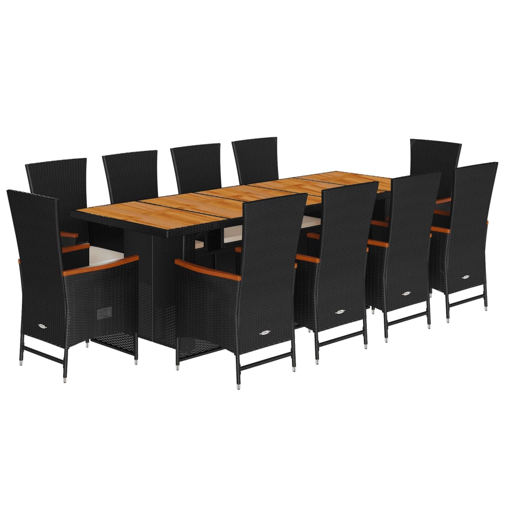 Garden Dining Set Black, Cream White