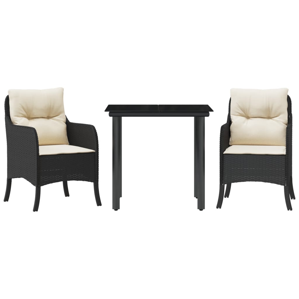 Garden Dining Set Black, Cream white