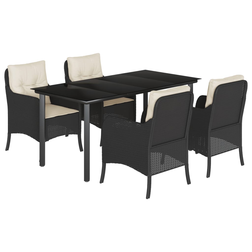 Garden Dining Set Black, Cream White