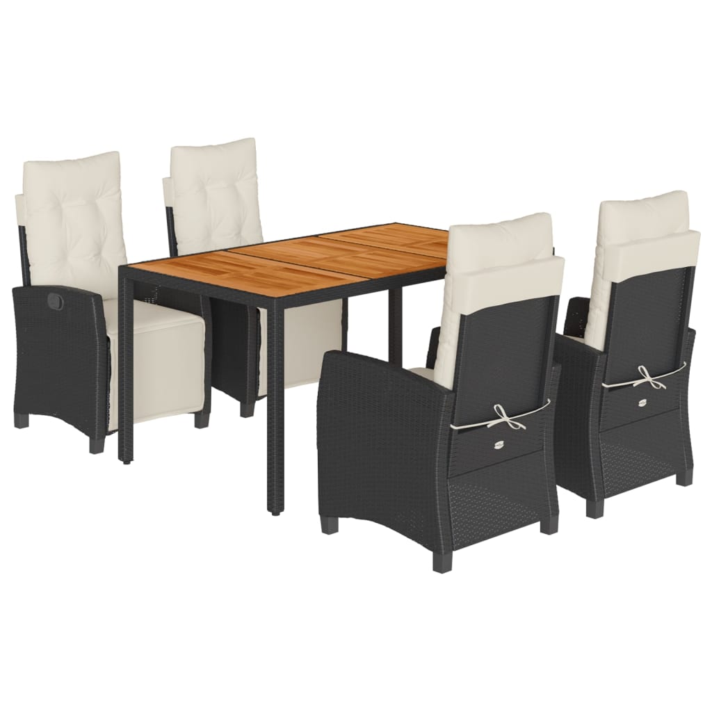 Garden Dining Set Black, Cream White