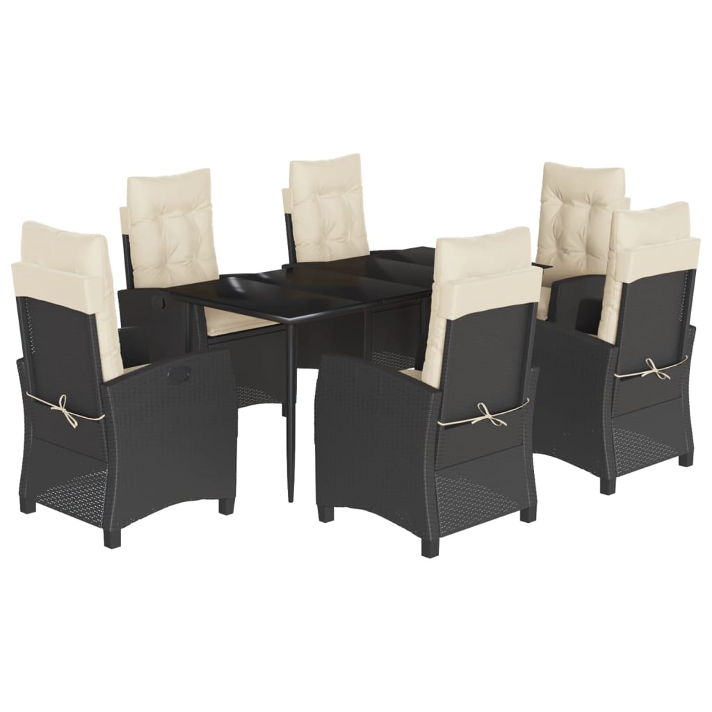 Garden Dining Set Black, Cream white