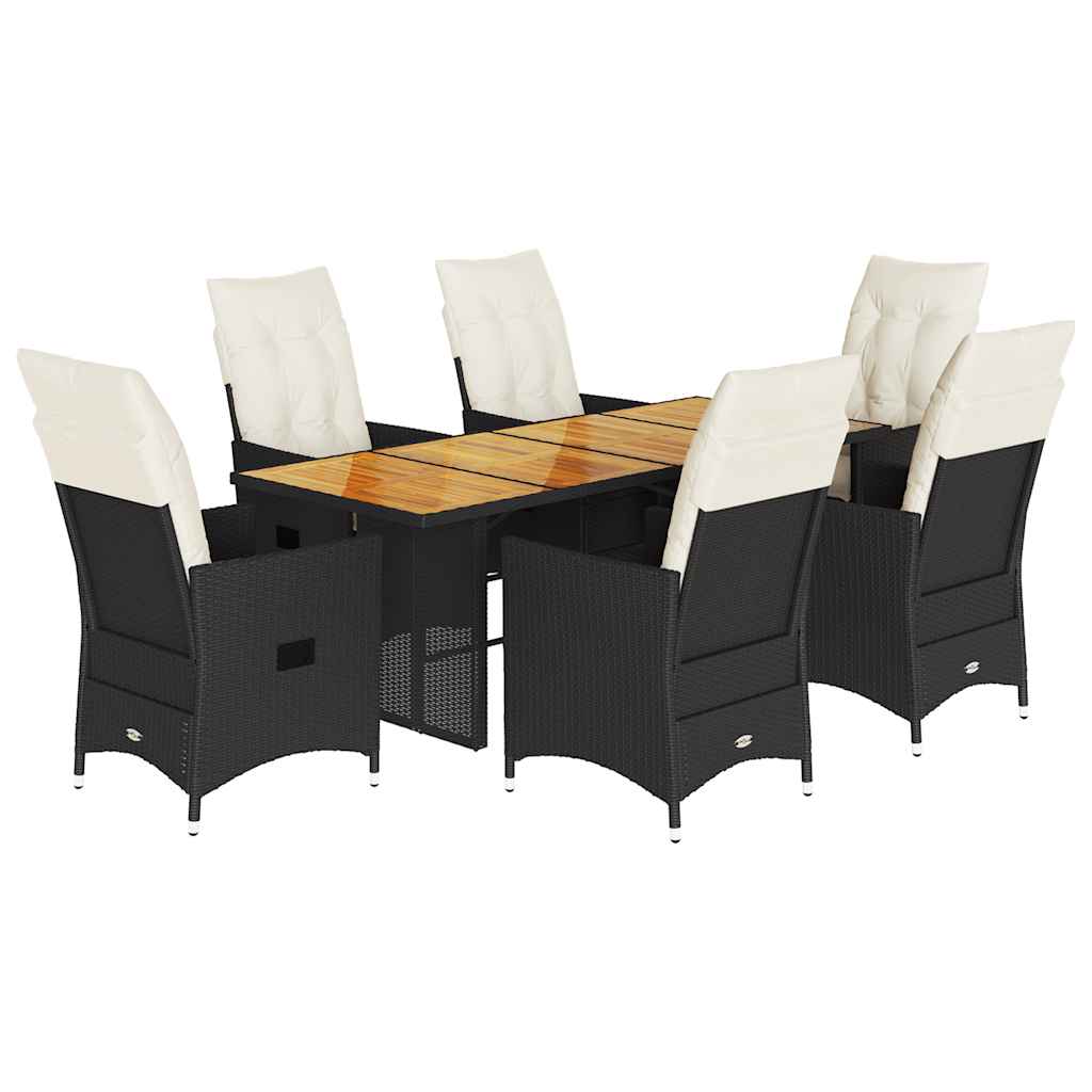 Garden Dining Set Black, Cream White PE rattan 6-seater