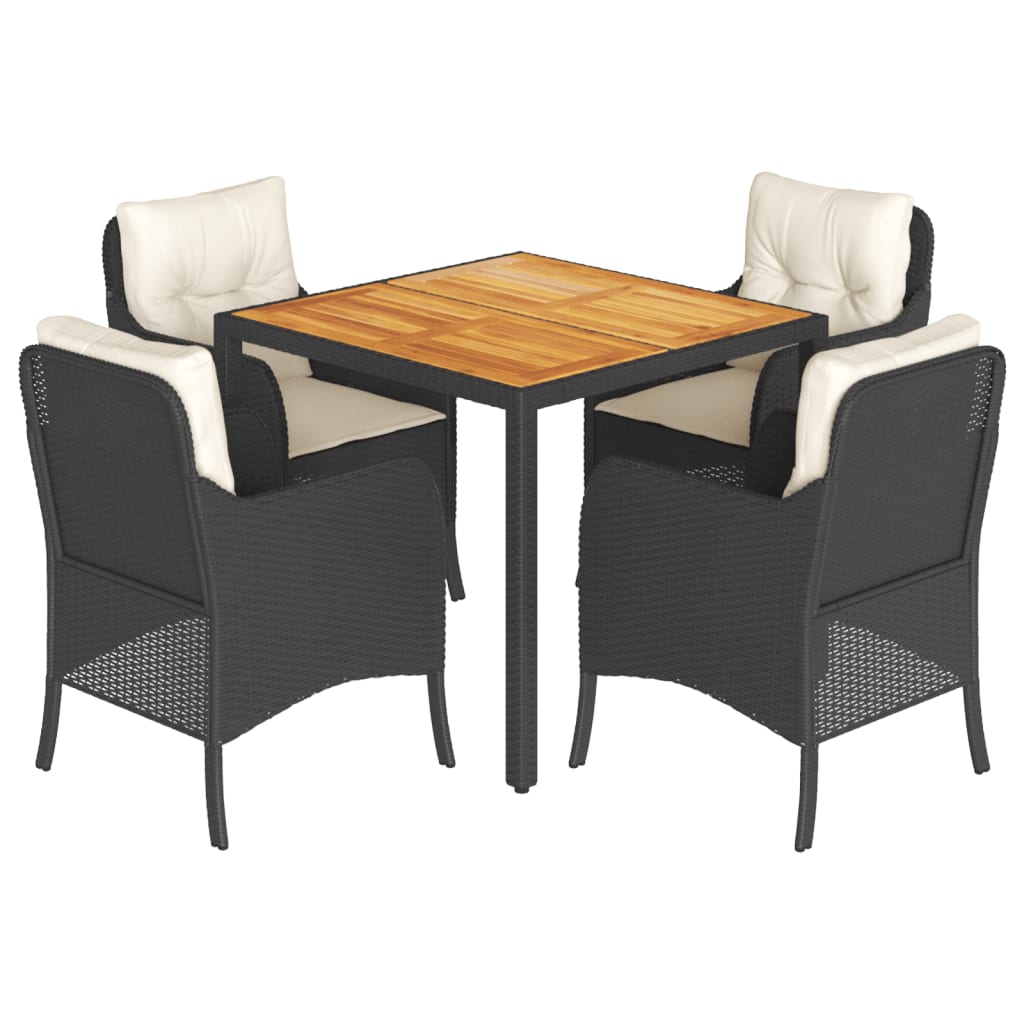 Garden Dining Set Black, Cream White Poly Rattan 4-Seater